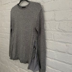 Gray Sweater with Striped Detail